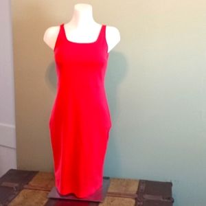 Sleeveless Summer Form Fitting Knee Lenth Dress Orange Size XS
